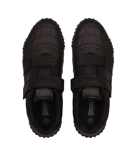 Mens Fulham Leather Trainers Black Lonsdale