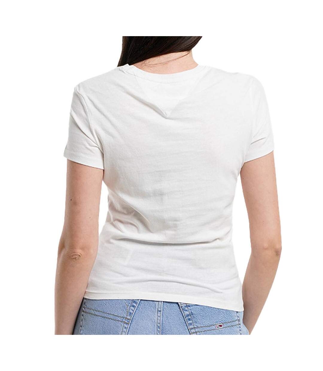 T-Shirt blanc femme tommy hilfiger slim - l-2