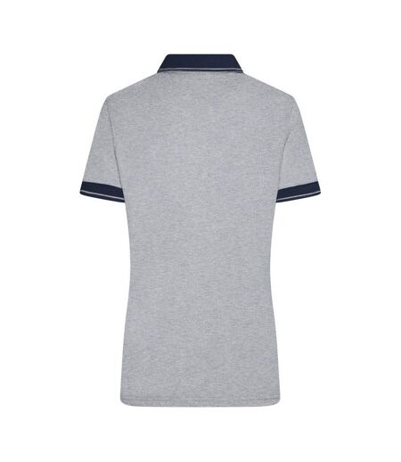Polo Femme Gris Chiné Bleu Marine James And Nicholson