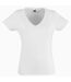 Fruit Of The Loom Ladies Lady-Fit Valueweight V-Neck Short Sleeve T-Shirt (White) - UTBC1361