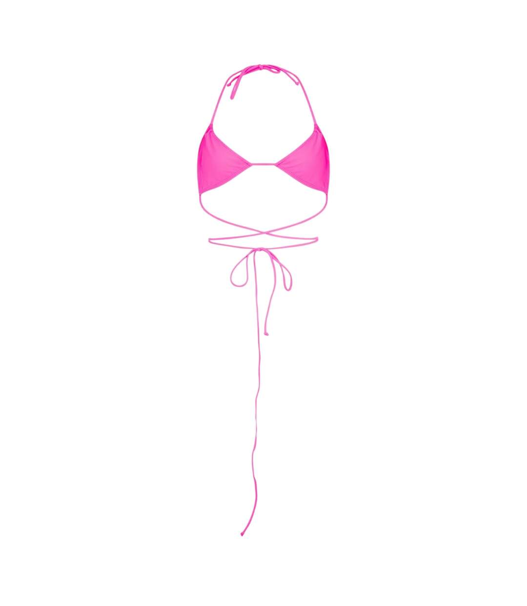 Womens/ladies Wrap Tie Neck Bikini Top Neon Pink Brave Soul-2