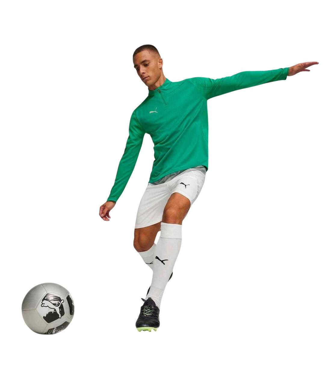 Mens Teamfinal 24 Quarter Zip Training Top Green Puma-1