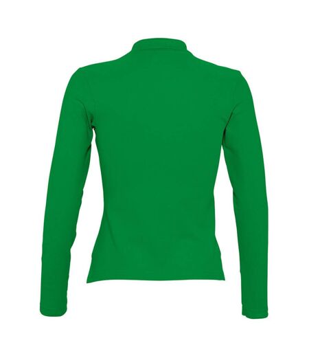 SOLS Womens/Ladies Podium Long Sleeve Pique Cotton Polo Shirt (Kelly Green) - UTPC330
