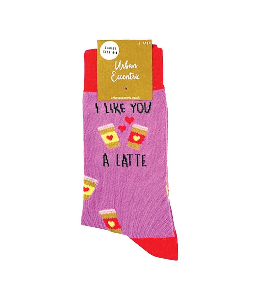 1 Pack Ladies Novelty Cotton I Like You a Latte' Socks-2