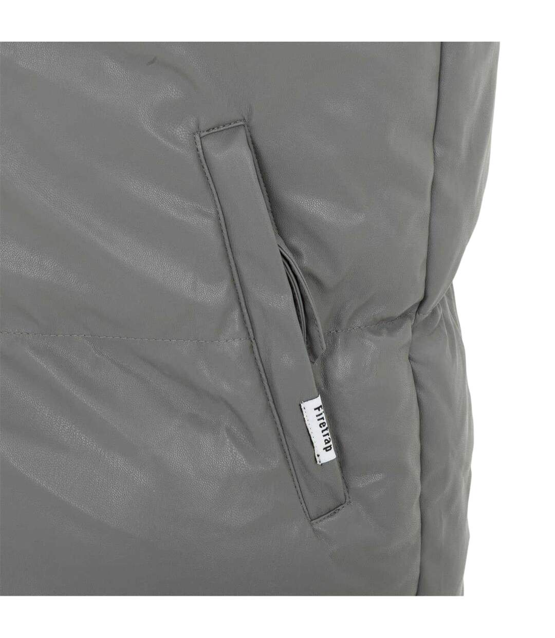 Mens Pu Padded Gilet Dark Grey Firetrap-4