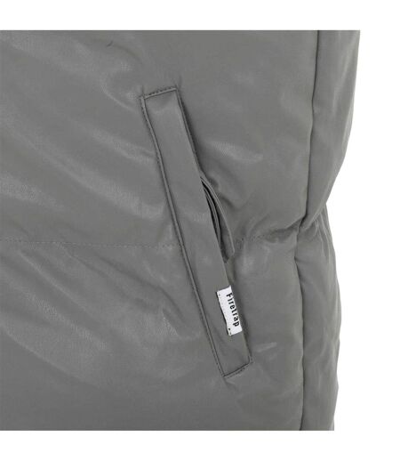 Mens Pu Padded Gilet Dark Grey Firetrap