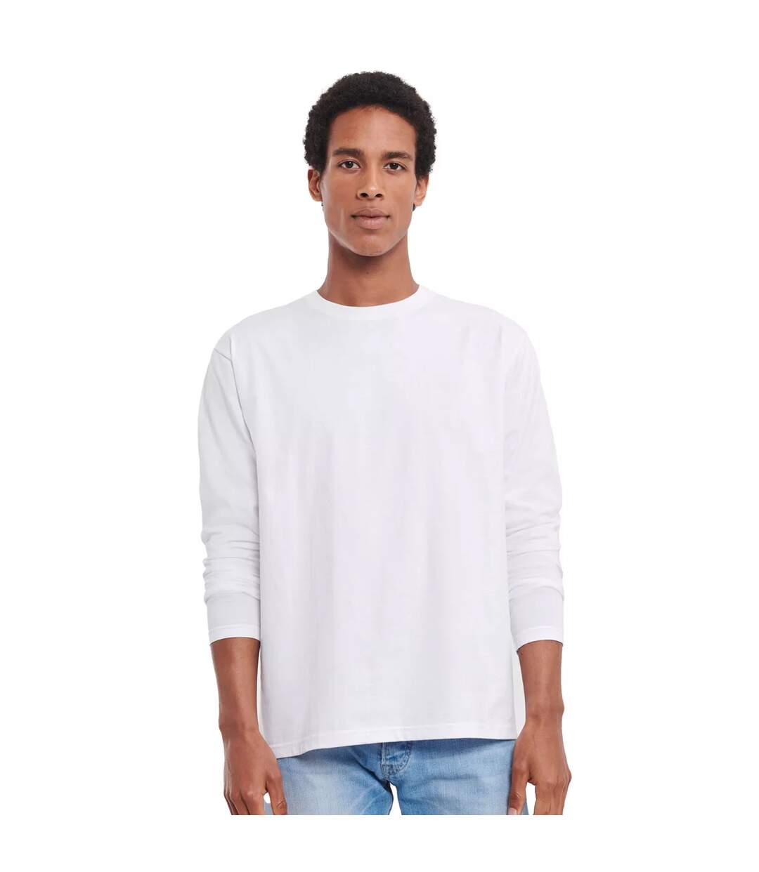 T-shirt Manches Longues Motif/style Uni Classic Adulte Blanc Russell-1