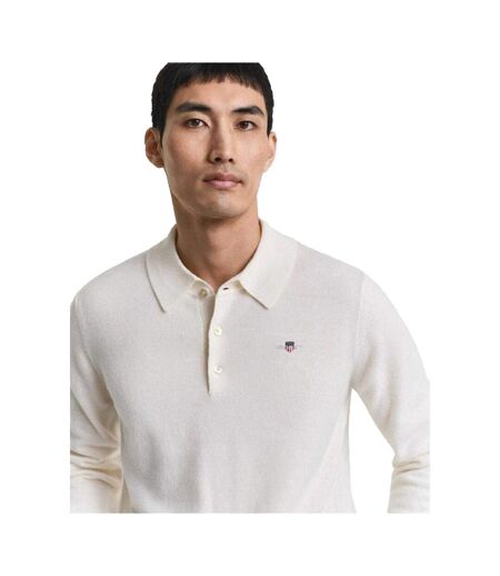 Polo Manches Longues Homme Crème Gant