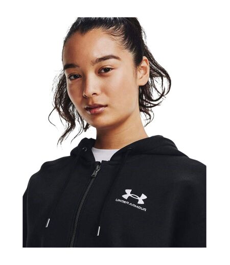 Womens/ladies Essential Drop Sleeve Full Zip Hoodie Black Under Armour