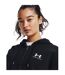 Womens/ladies Essential Drop Sleeve Full Zip Hoodie Black Under Armour-1