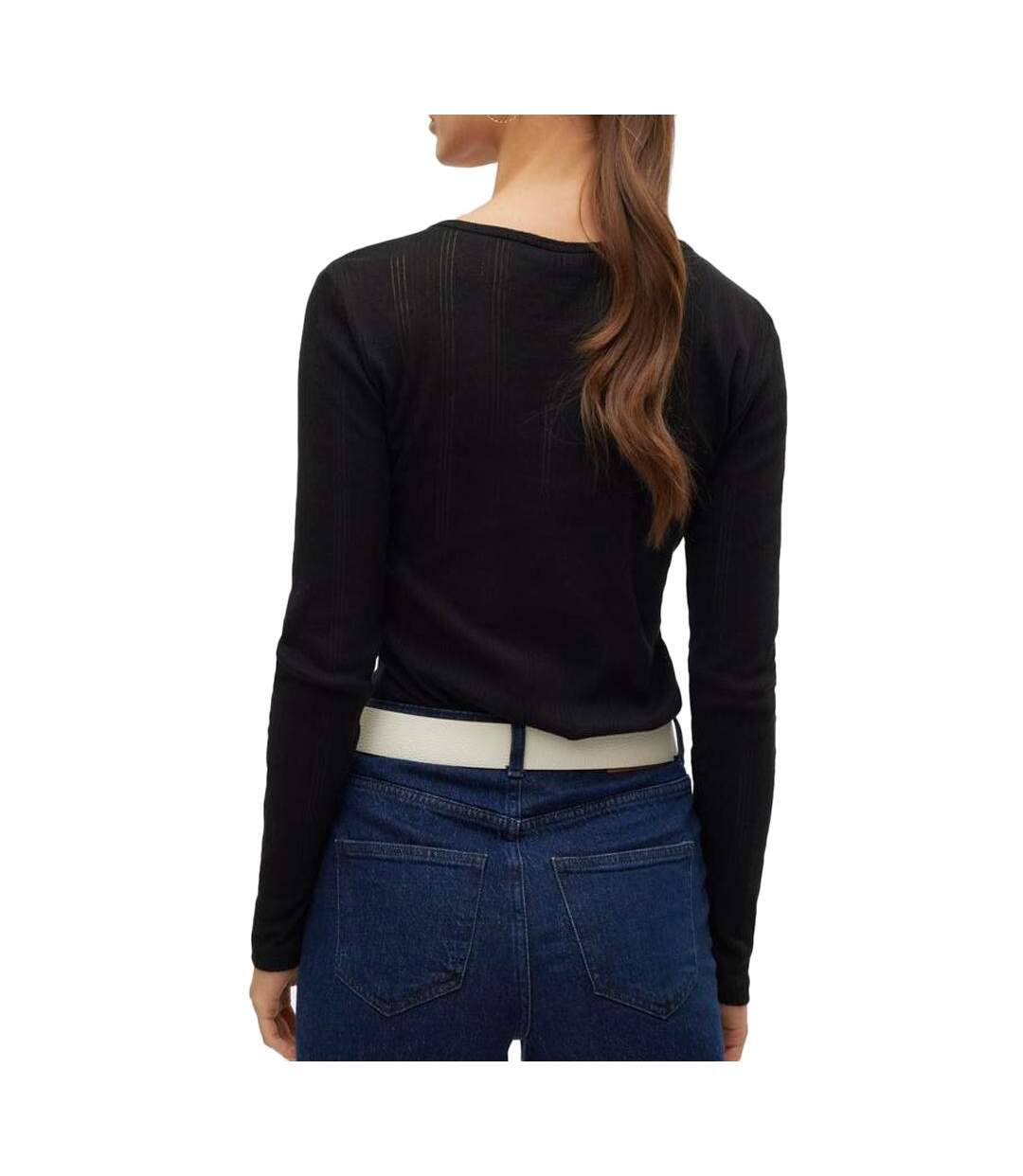 T-Shirt manches longues noir femme vero moda lisa - l-2