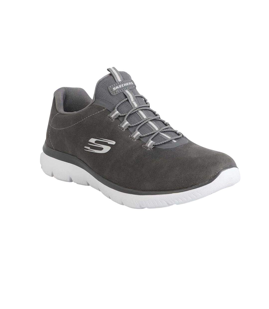 Womens/ladies Summits Itz Bazik Textile Trainers Charcoal Skechers-4