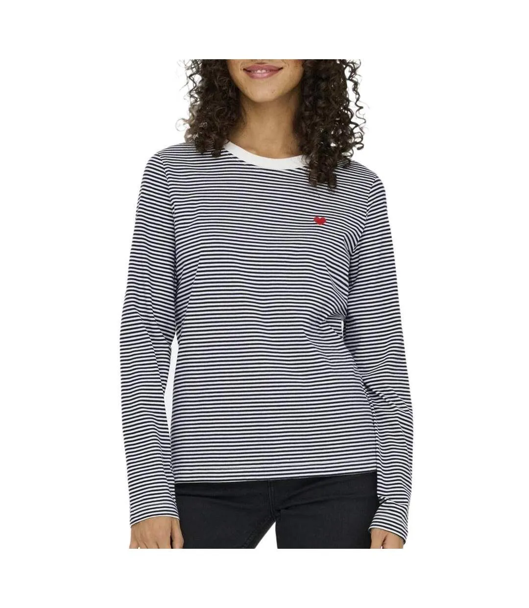 T-Shirt manches longues marine/blanche femme jdy pisa-1