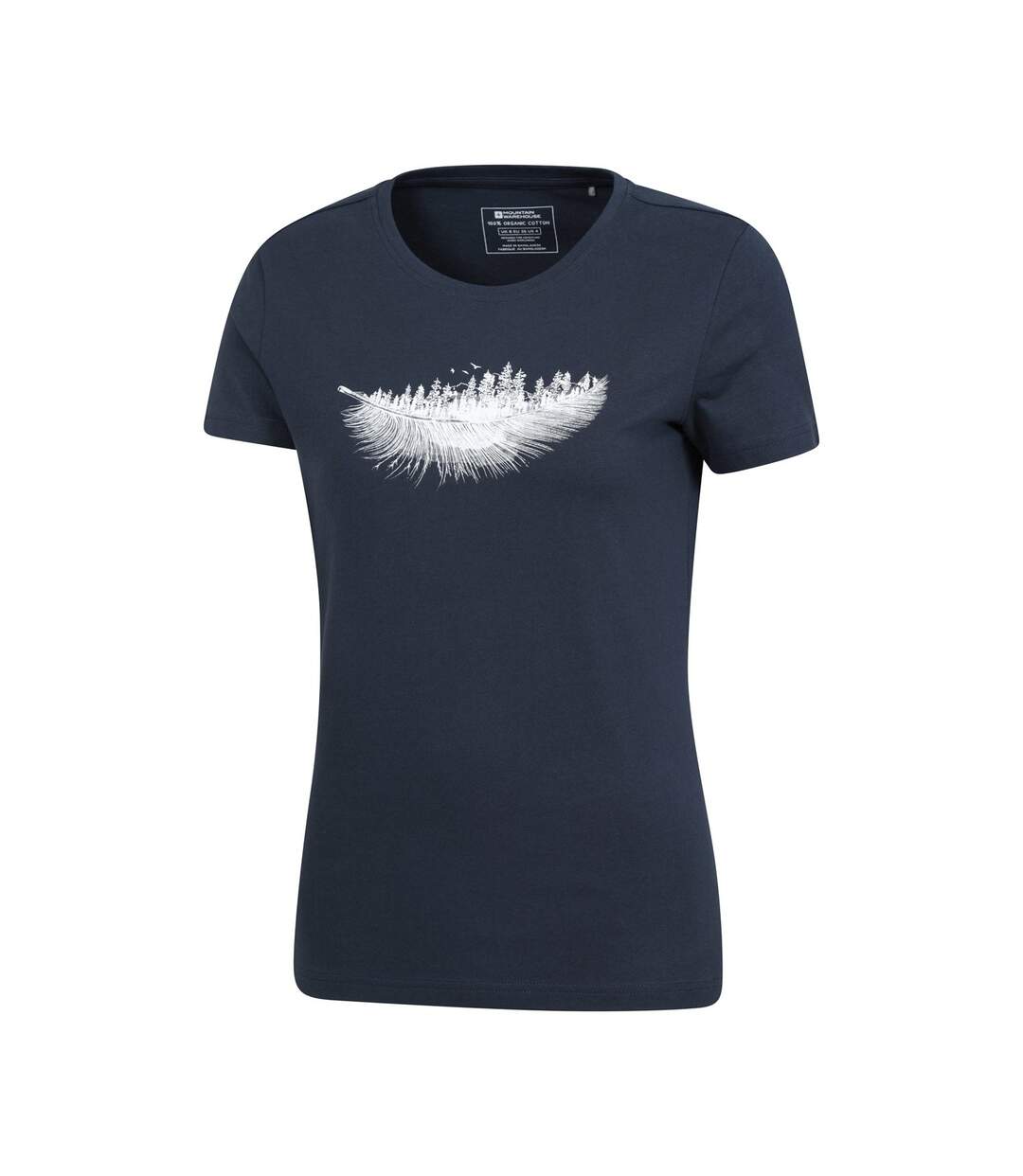 Womens/ladies feather organic cotton t-shirt navy Mountain Warehouse-2