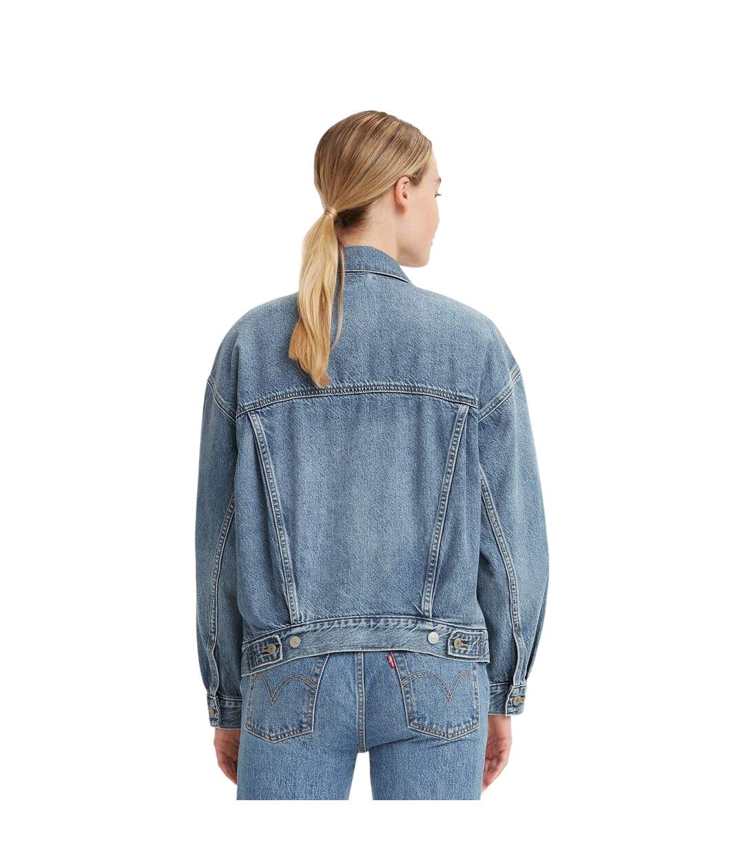 Womens/ladies Chest Pocket Denim Jacket Light Blue Levis-3