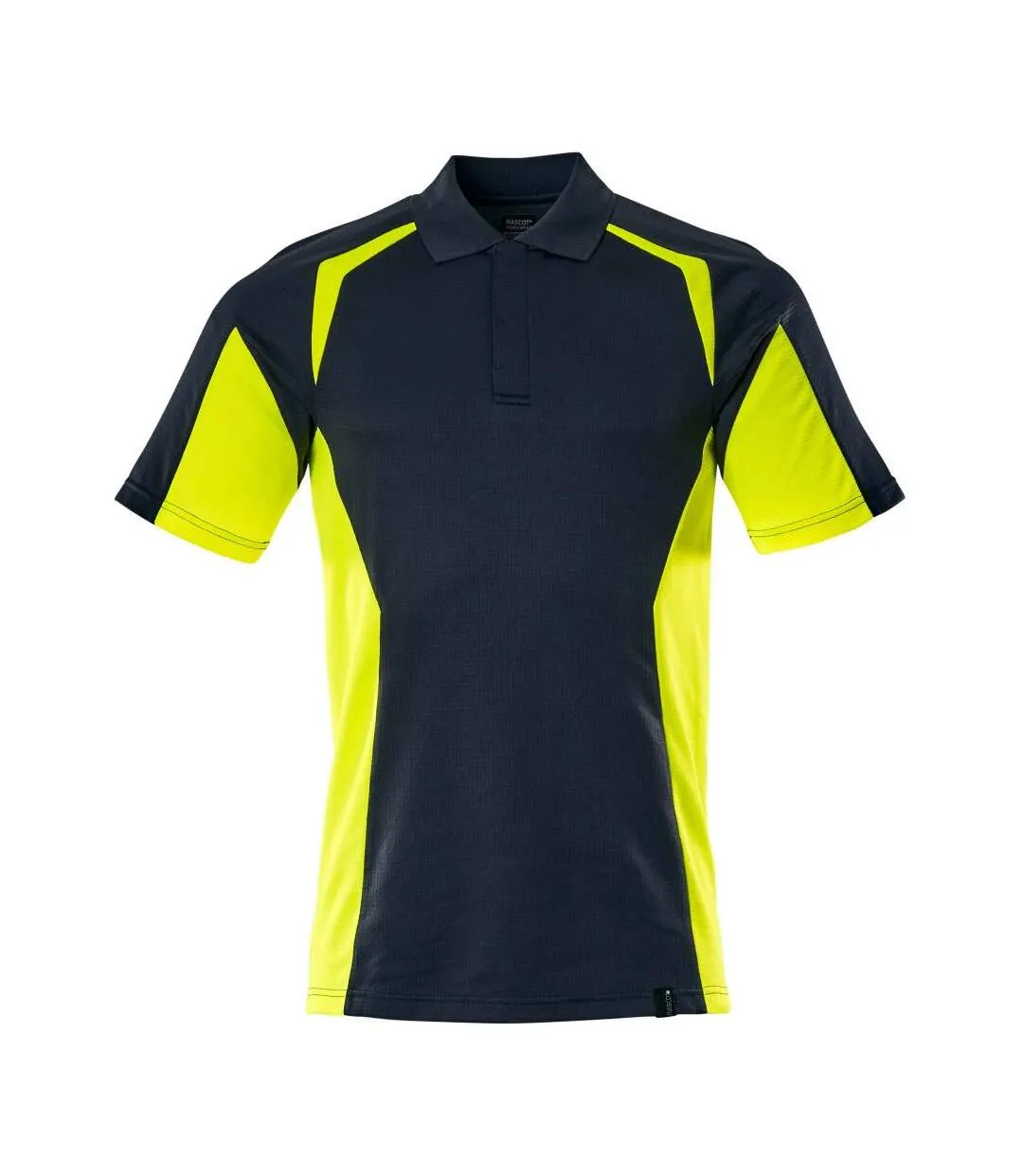 Mens Accelerate Safe Hi-vis Polo Shirt Dark Navy Hi Vis Yellow Mascot-1