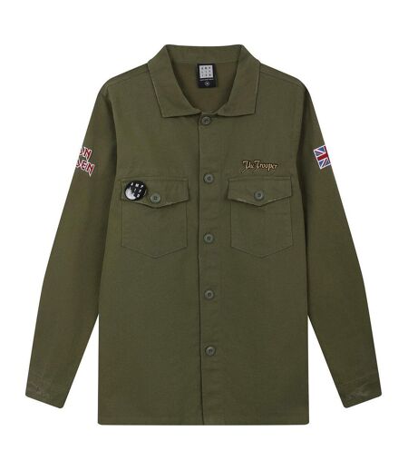 Mens iron maiden military overshirt khaki green Amplified