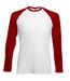 T-shirt de baseball à manches longues Fruit Of The Loom pour homme (Blanc/Rouge) - UTBC328