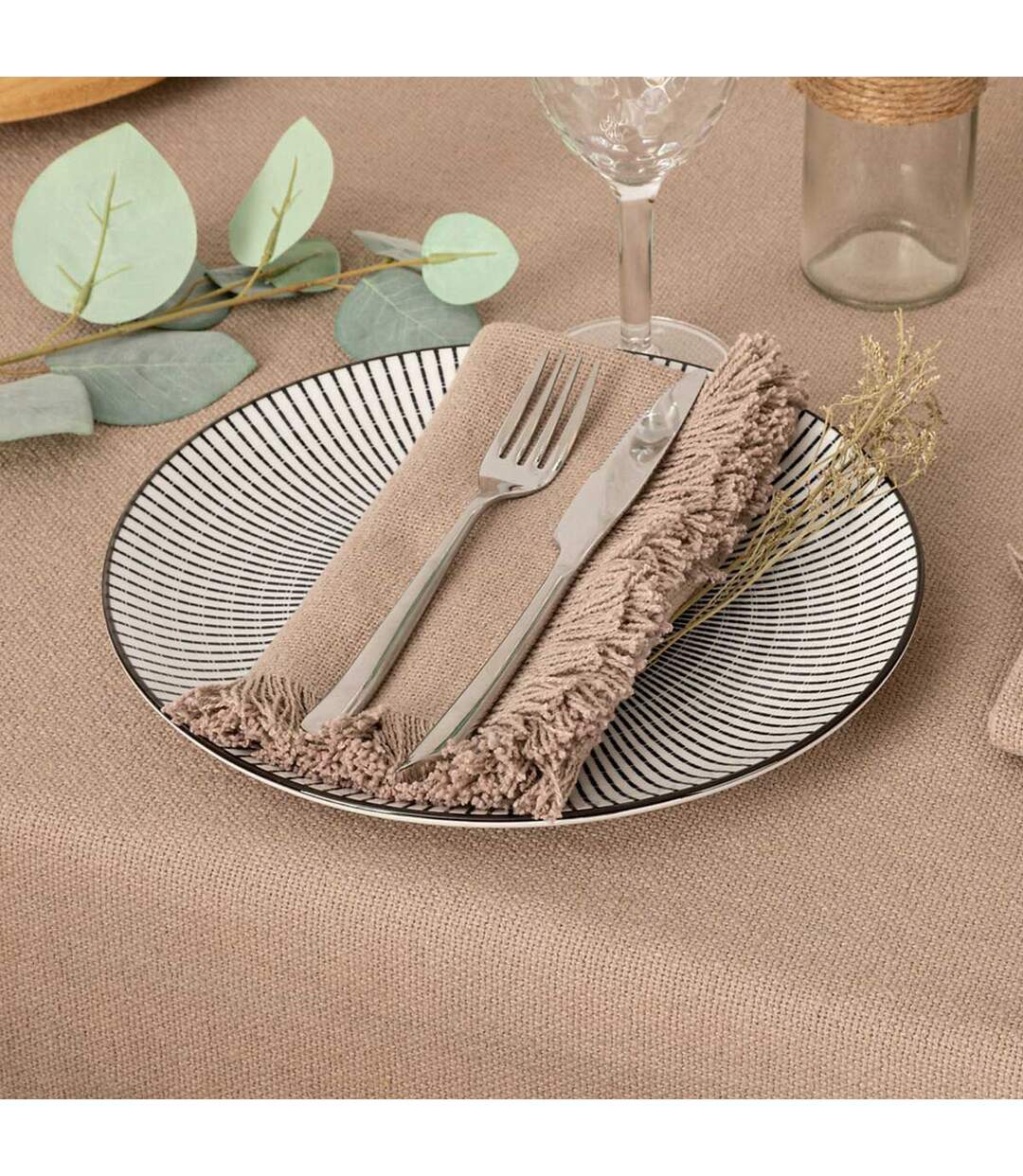 Lot de 2 Serviettes de Table Maha 40x40cm Gris-2