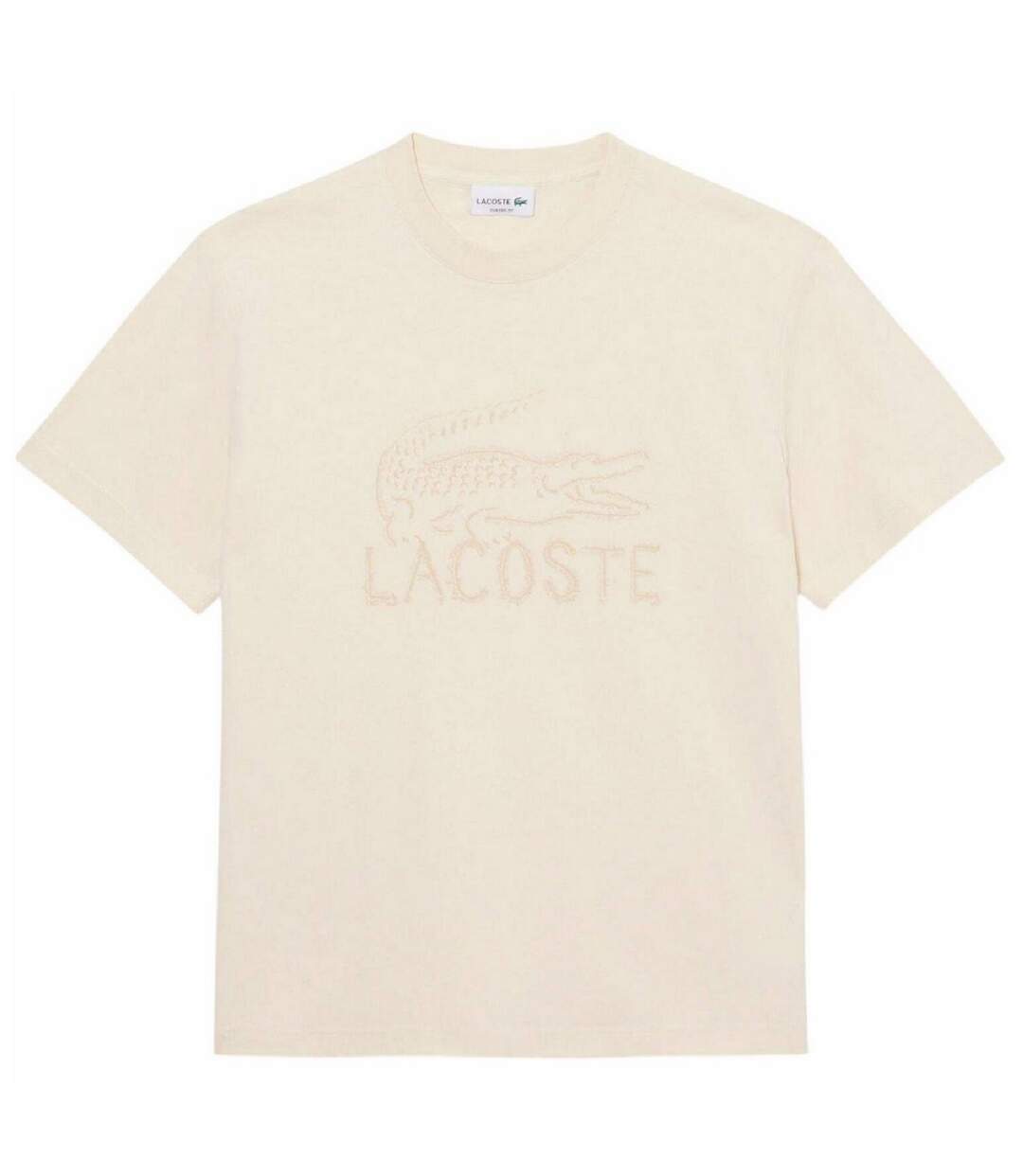 Mens Logo Cotton T-shirt Beige Lacoste-2