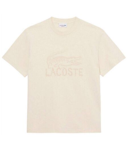 Mens Logo Cotton T-shirt Beige Lacoste
