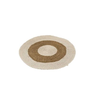 Tapis Rond Déco Zostère 120cm Blanc & Naturel