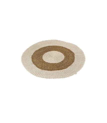 Tapis Rond Déco Zostère 120cm Blanc & Naturel