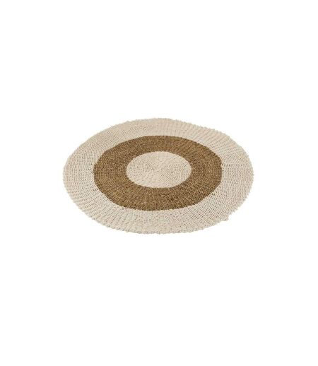 Tapis Rond Déco Zostère 120cm Blanc & Naturel