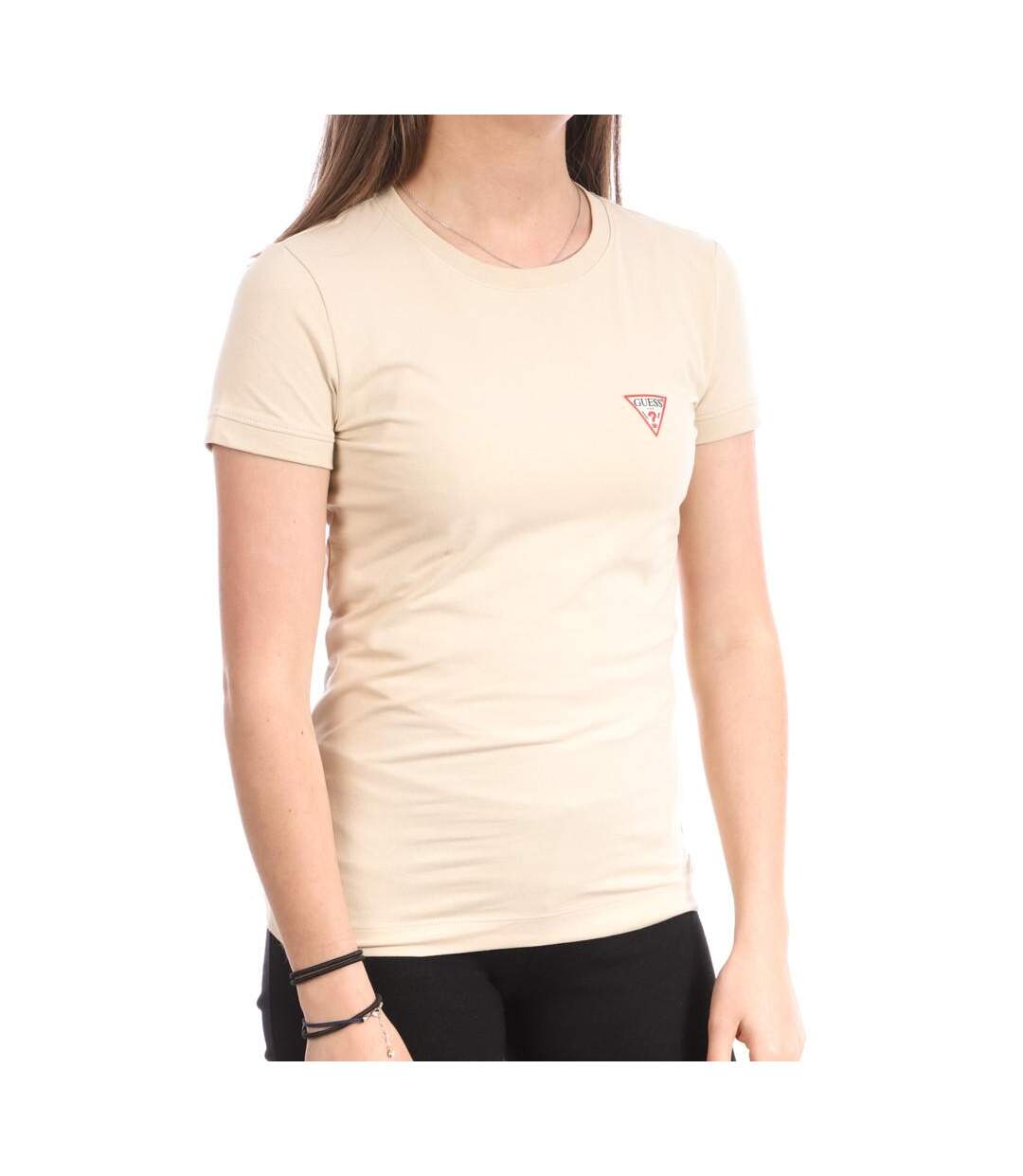 T-shirt Beige Femme Guess Triangle - L-2