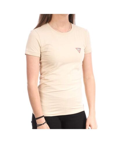 T-shirt Beige Femme Guess Triangle - L