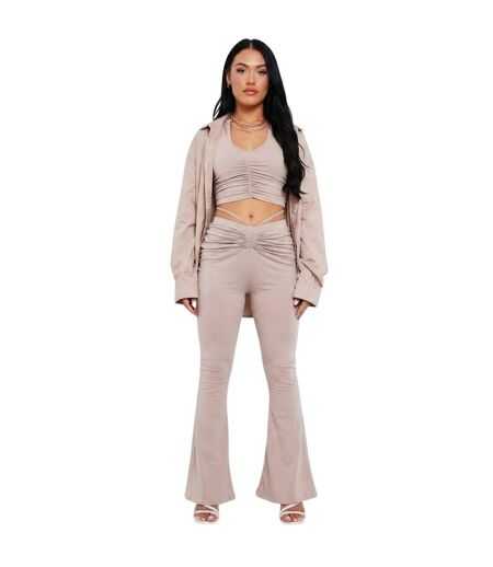 Pantalon Motif/style Ruché Femme Taupe Missy Empire