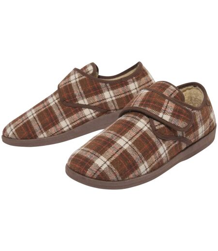 Men's Brown Sherpa-Lined Slippers  