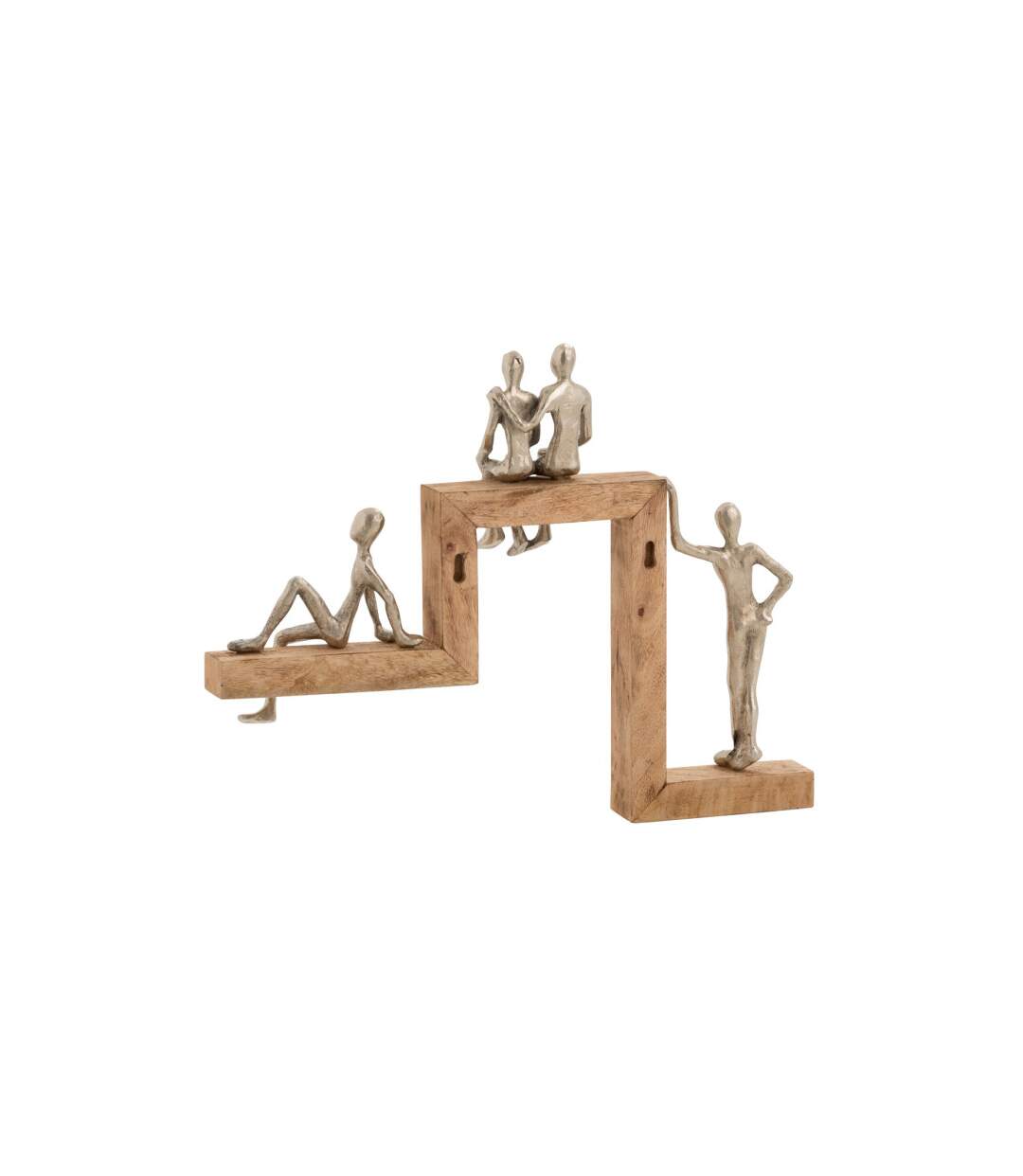 Statue Déco 4 Personnages Relax 47cm Argent-1