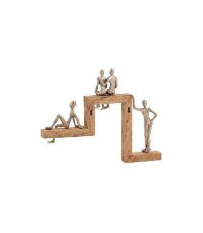 Statue Déco 4 Personnages Relax 47cm Argent