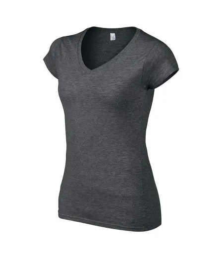 Ladies Soft Style Short Sleeve V-neck T-shirt Dark Heather Gildan