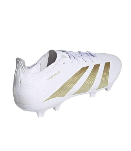 Mens Predator 24 League Leather Firm Ground Football Boots White Gold Bling Adidas