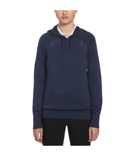 Womens/ladies Plain Drawstring Hoodie Navy Marl Callaway