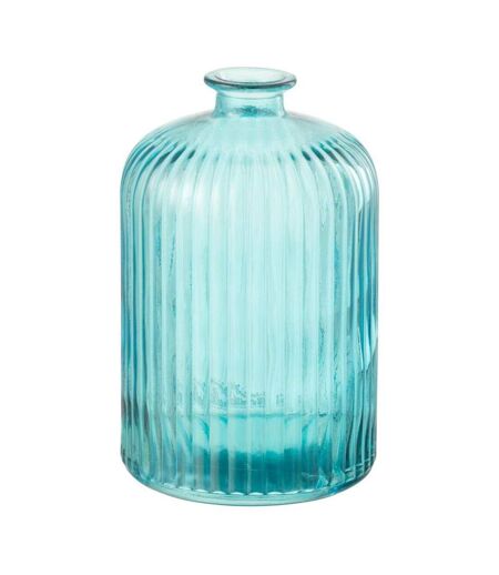 Vase Bouteille en Verre Stripe 23cm Bleu Aqua