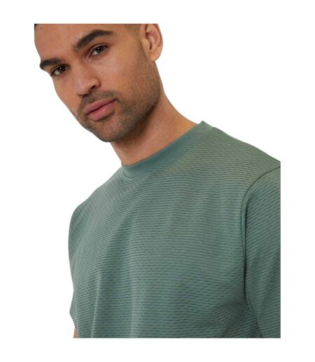 Mens Textured Crew Neck Regular T-shirt Dark Forest Threadbare