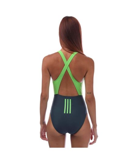 Maillot De Bain 1 Pièce Style 3 Rayures Femme Bleu Sarcelle Adidas