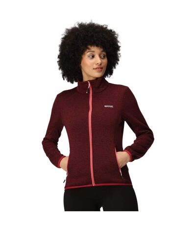 Womens/ladies Newhill Marl Full Zip Fleece Jacket Burgundy Rumba Red Regatta
