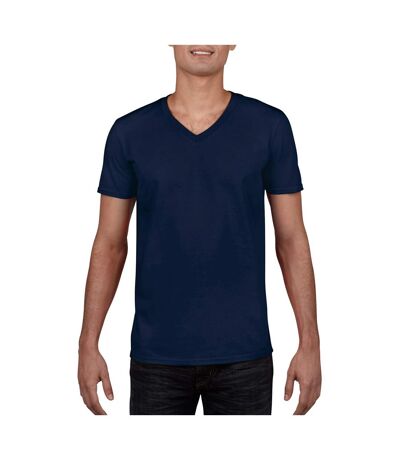 T-shirt À Manches Courtes Et Col En V Homme Bleu Marine Gildan