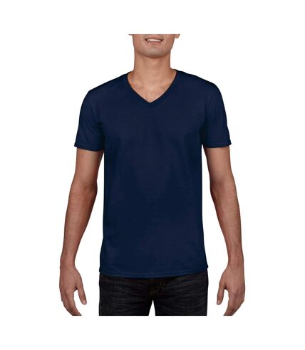 Gildan Mens Soft Style V-Neck Short Sleeve T-Shirt (Navy) - UTBC490