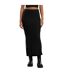Womens/ladies Ribbed High Slit Maxi Skirt Black Urban Classics-2