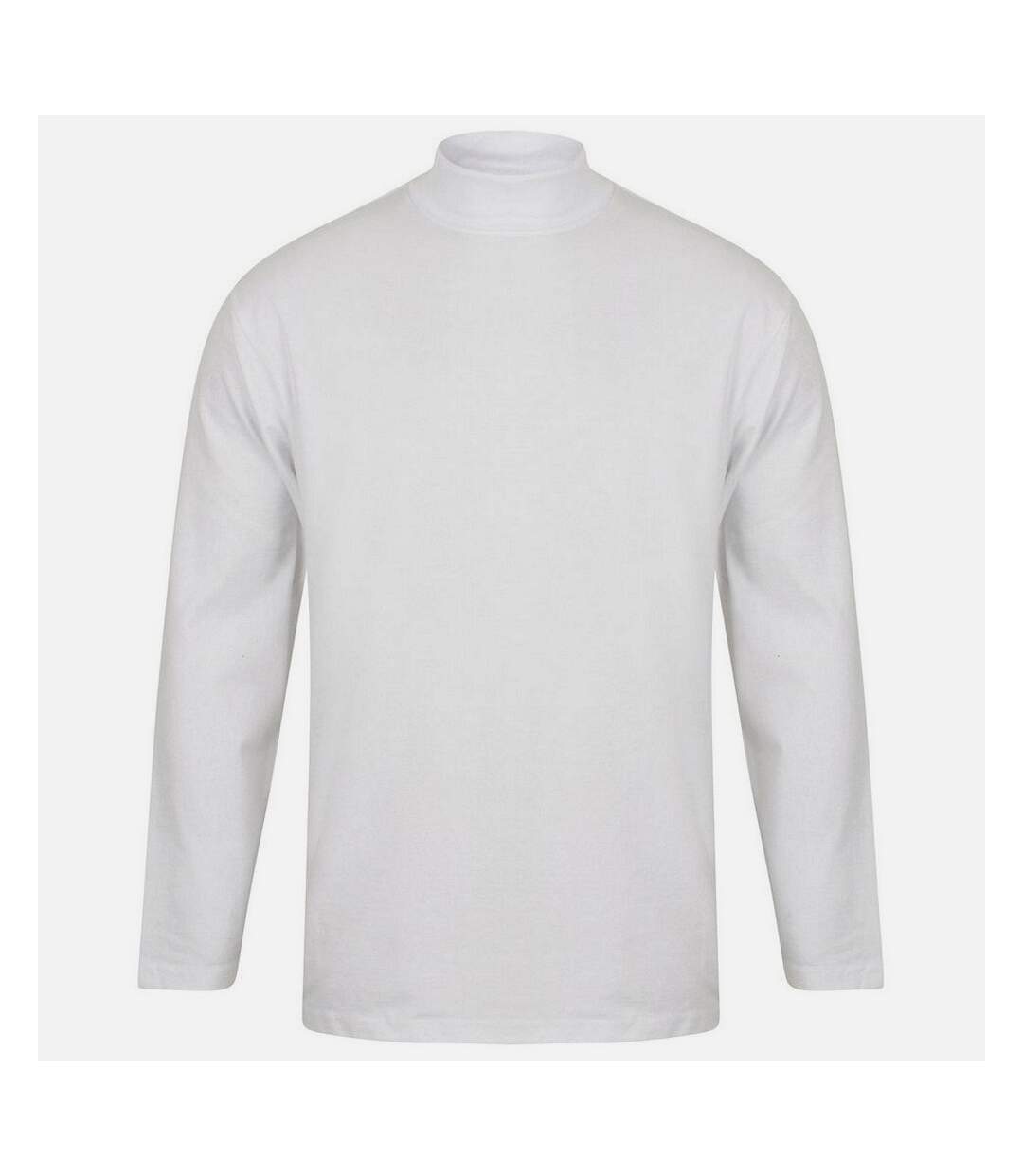 Mens roll neck long-sleeved top white Henbury