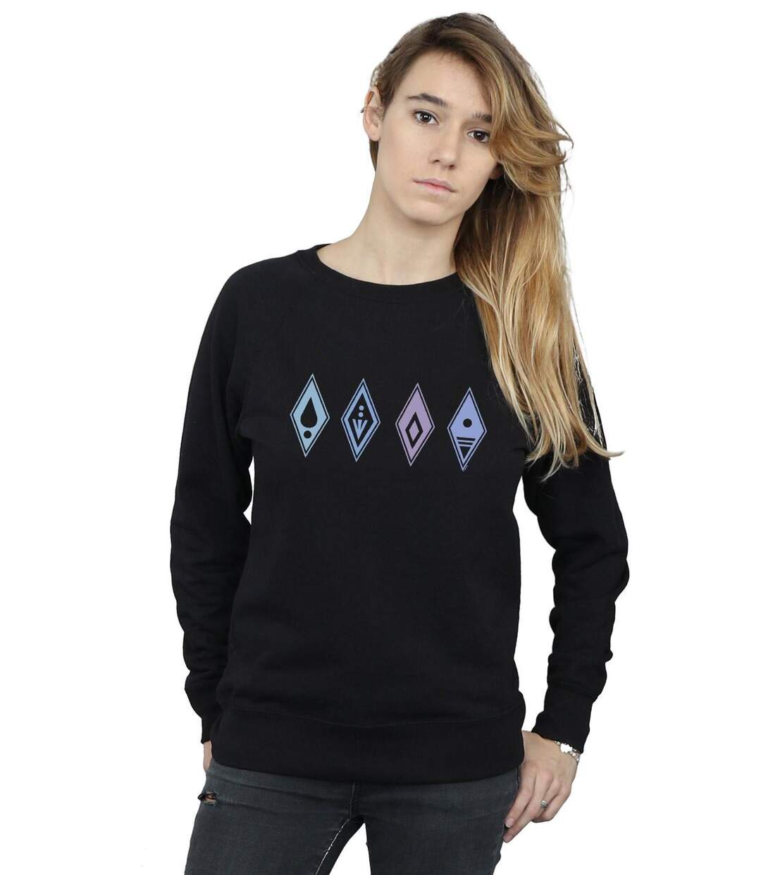 Disney - Sweat FROZEN ELEMENTS SYMBOLS - Femme (Noir) - UTBI18752-2