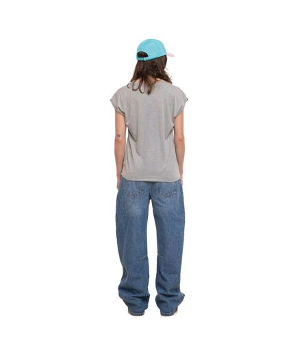 T-shirt femme sans manches col V fil brillant avec broderie Lurex Vondutch