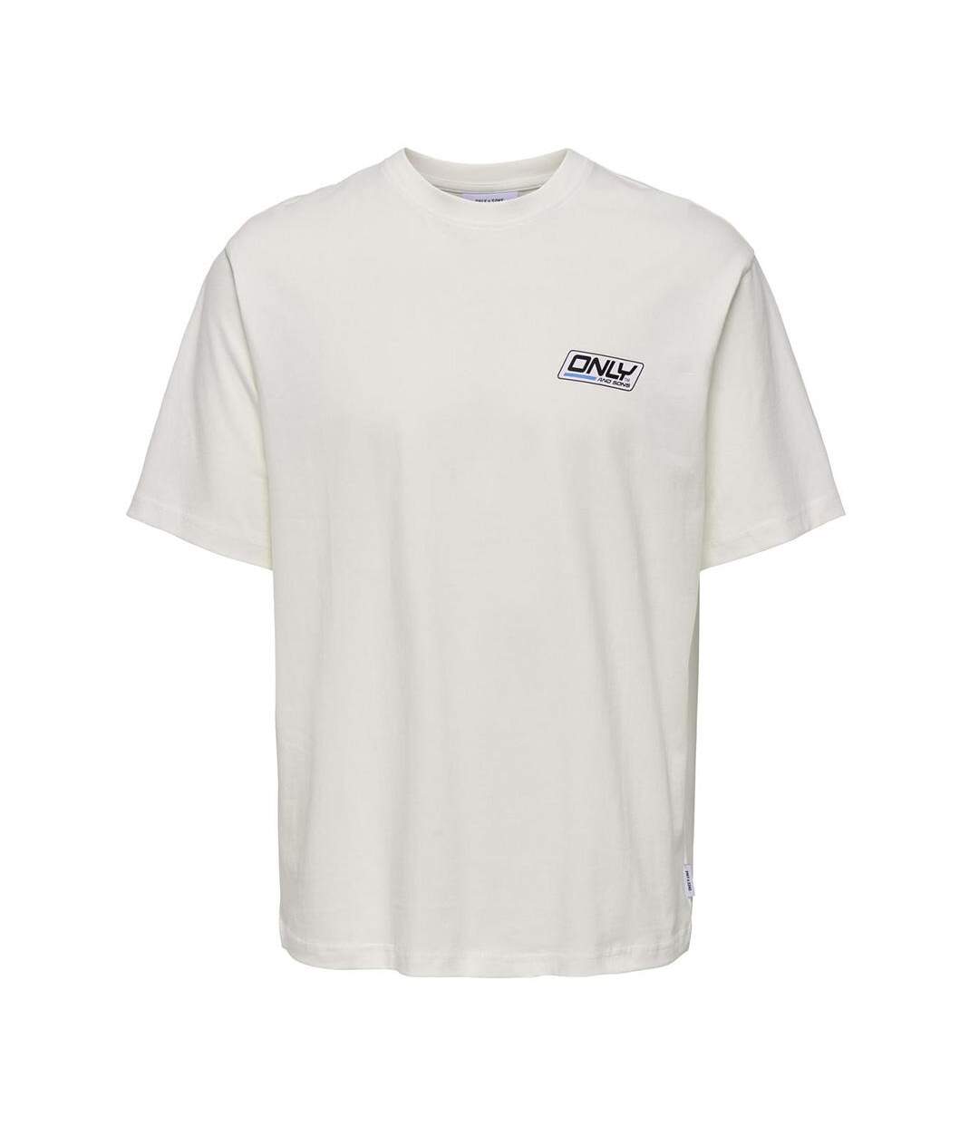 T-shirt blanc homme only & sons print logo-1