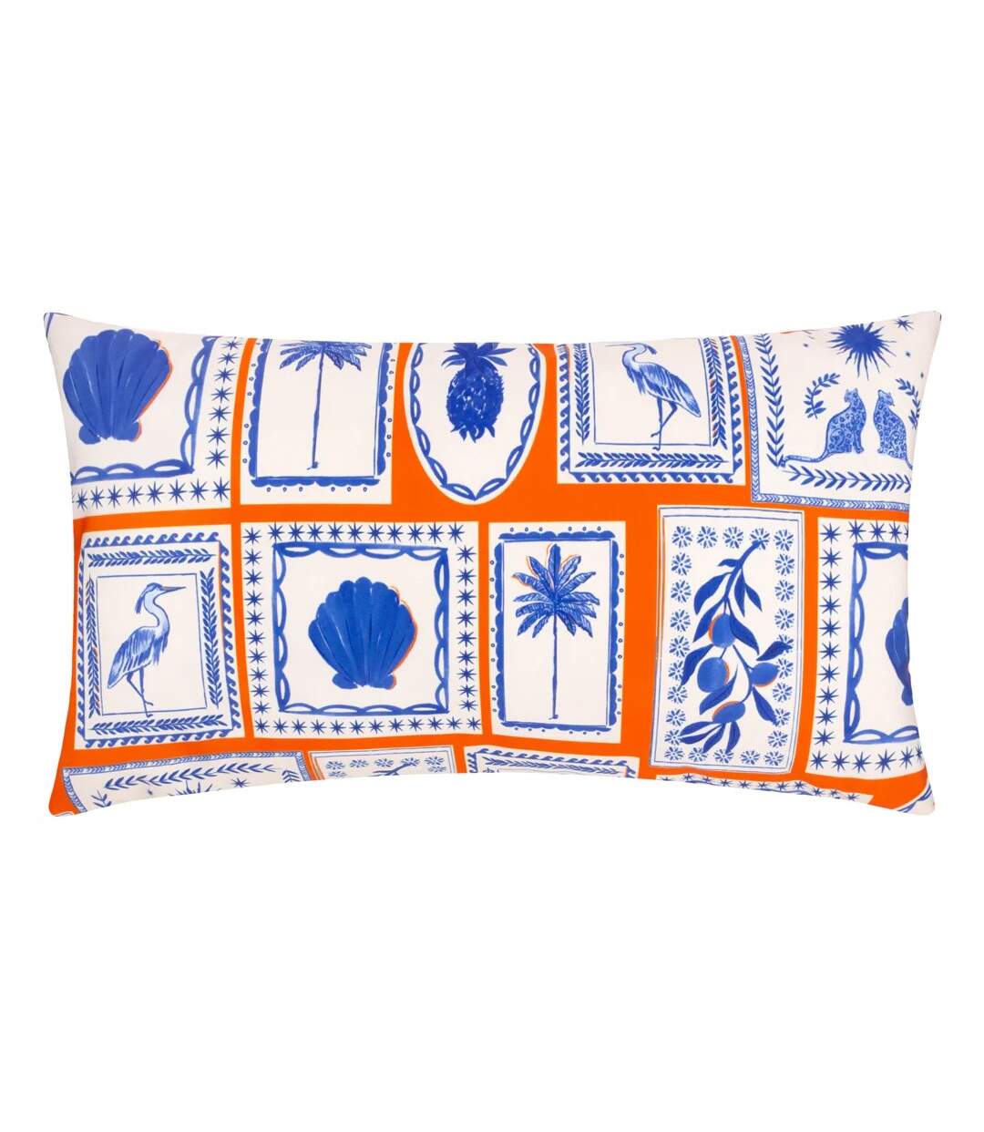 Frieze abstract outdoor cushion cover 30cm x 50cm coral/blue Furn