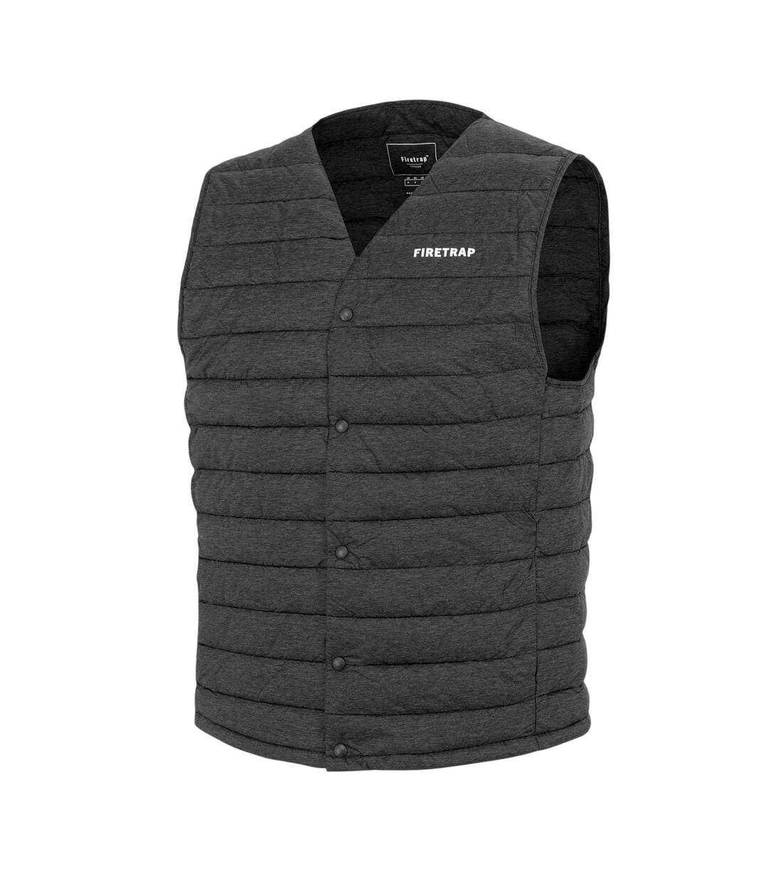 Doudoune Sans Manches Motif/style Logo Homme Gris Foncé Chiné Firetrap-3
